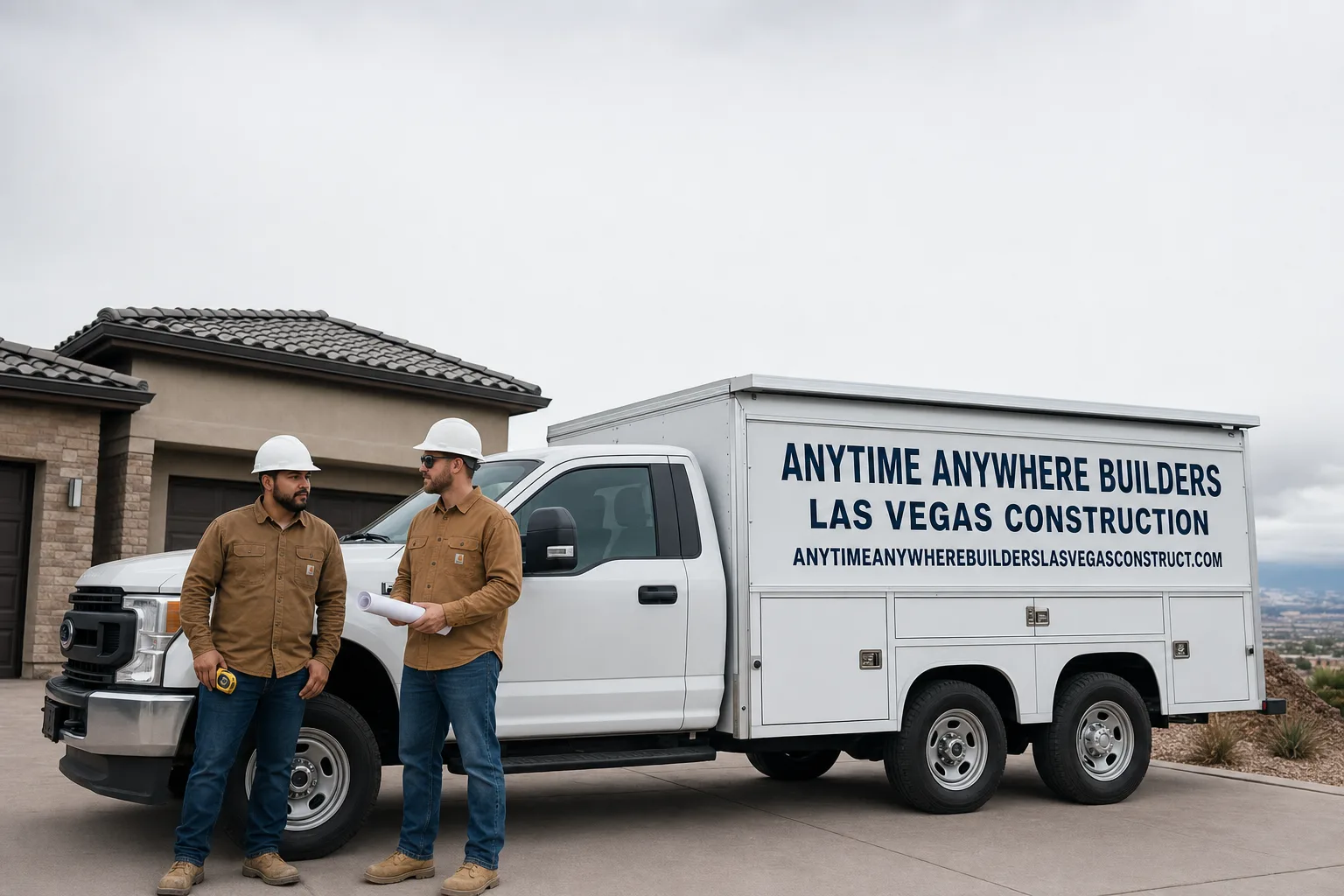  Anytime Anywhere Builders Las Vegas	Construction service vehicle and crew in Spring Valley, NV